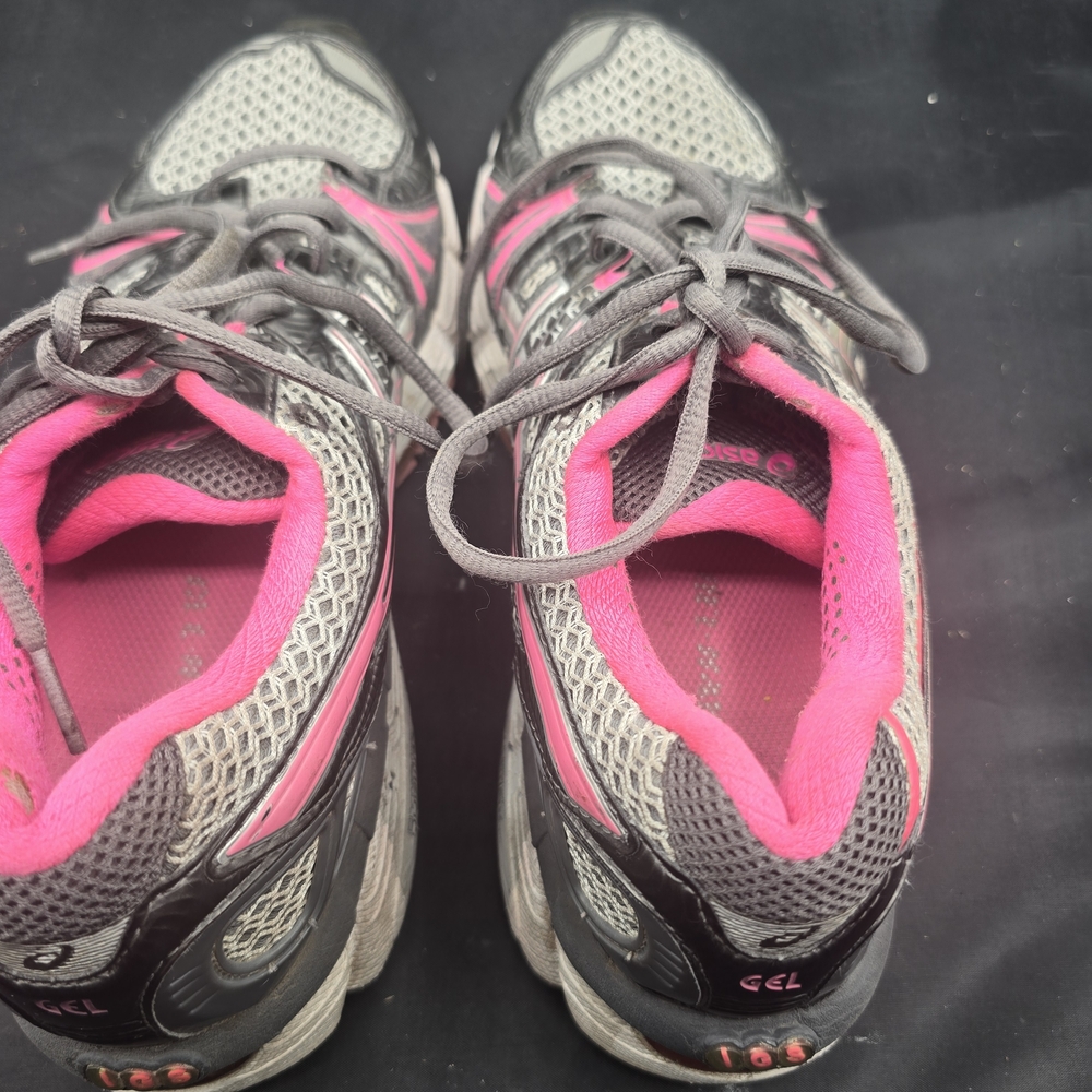 Asics Pink and Gray Athletic Shoes with Mesh Upper